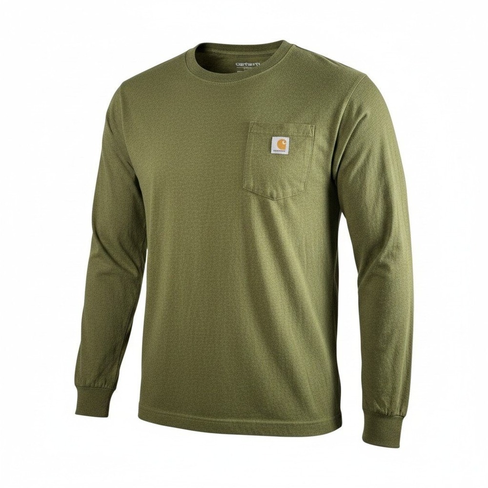 Carhartt Mens Loose Fit Long Sleeve Pocket Graphic T-Shirt Olive Green Medium